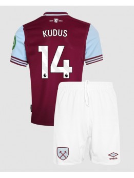 Otroški Nogometna dresi replika West Ham United Mohammed Kudus #14 Domači 2024-25 Kratek rokav (+ hlače)